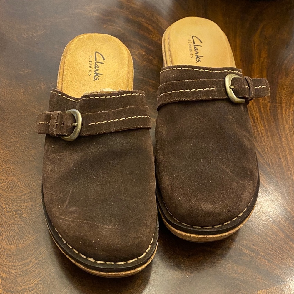 Clarks Dark Brown Suede Women's Slip-Ons